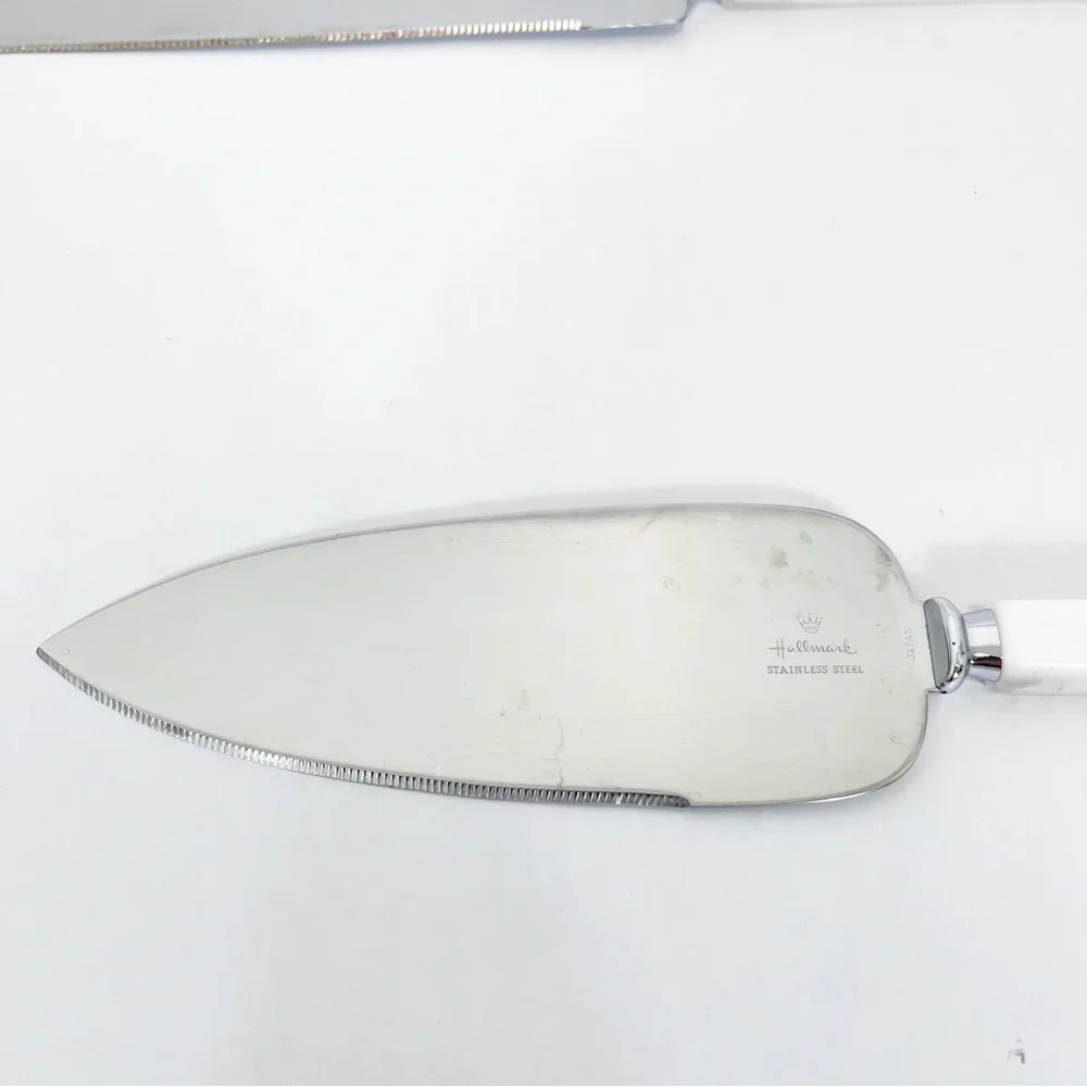 Vintage Wedding Faux Mother Of Pearl Stainless Steel Cake Knife & Server Japan